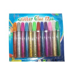 Glitter glue 12 pcs on card