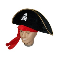 Large pirate hat with red trim  