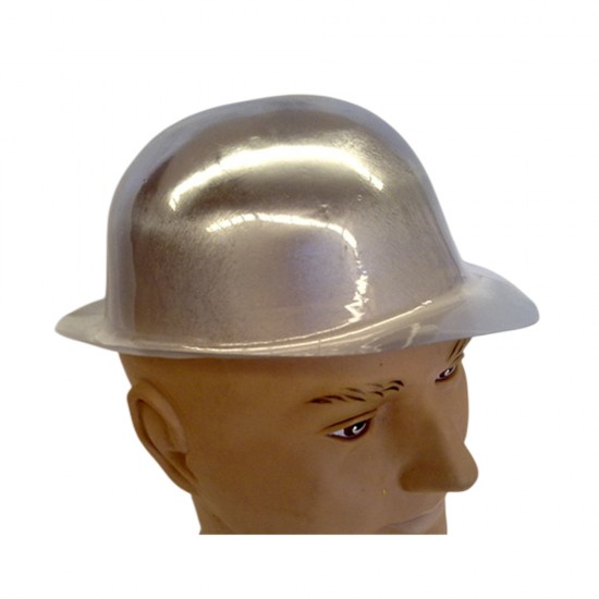 Plastic silver bowler hat   