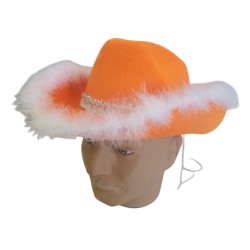 Orange cowboy hat with fluff