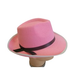 Pink hat with black ribbon 