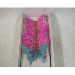 BUTTERFLY WITH WIRE PICK GLITTER FEATHER