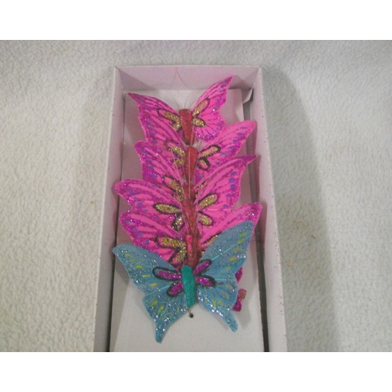 BUTTERFLY WITH WIRE PICK GLITTER FEATHER